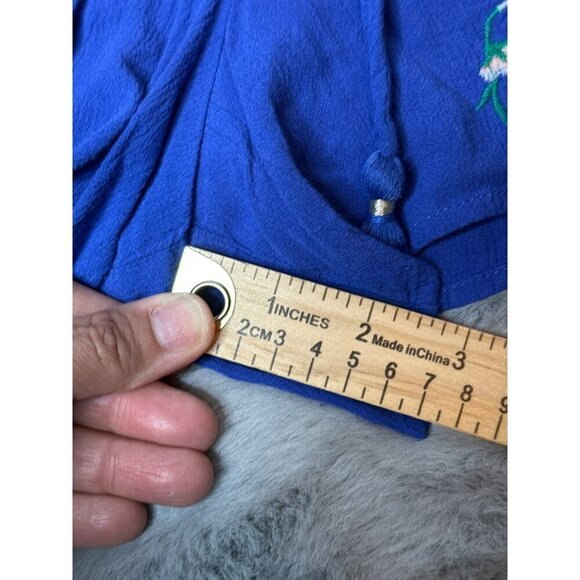 American Eagle Outfitters Women's Small Blue Embroidered Pull-On Shorts - Picture 6 of 10